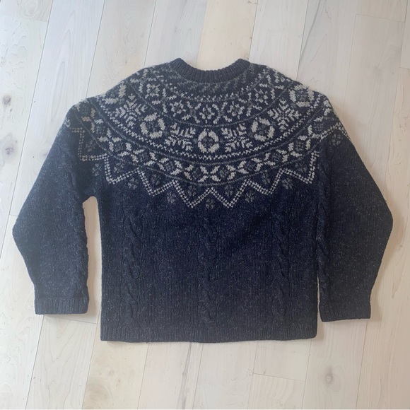 Vintage LL Bean Wool Ragg Cable Fair Isle Donegal Sweater size men’s Medium - Picture 2 of 8